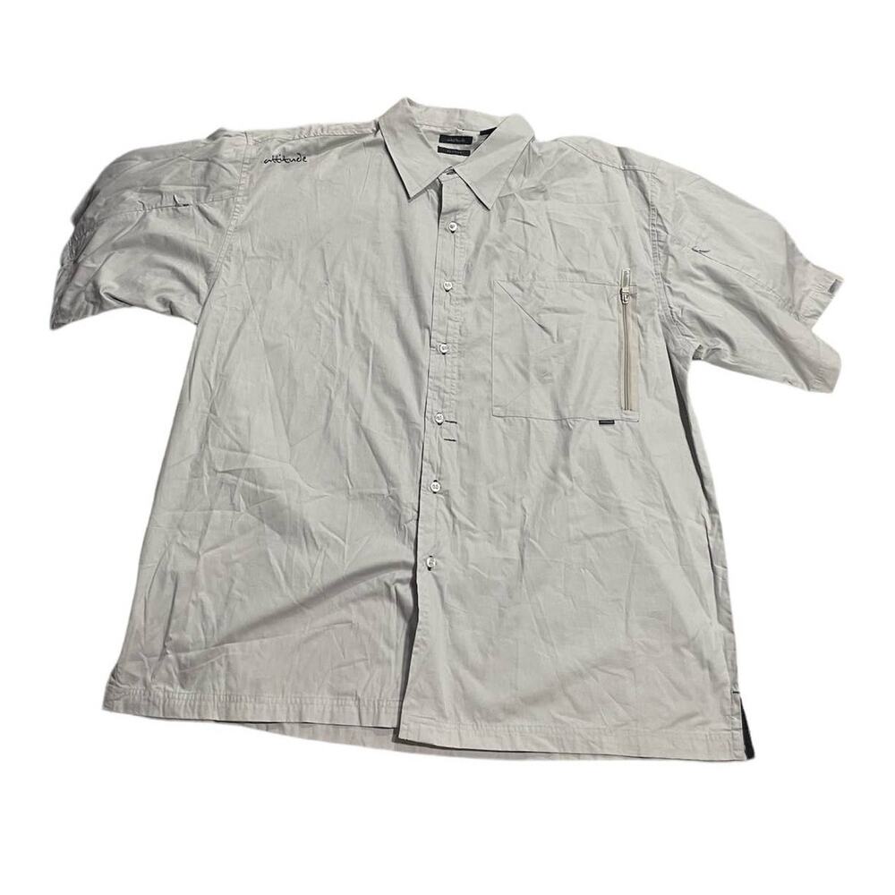 DNM Attitude Soho Button Up Short Sleeve Shirt Mens 3XL Cotton Big Tall Gray